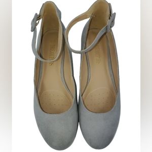 Dream Pairs Gray, Suede,Dress Flats with Ankle Strap